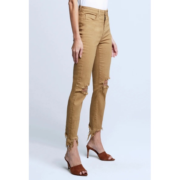 L'Agence's High Line High Rise Skinny Distressed Jeans in Sahara - Picture 9 of 13